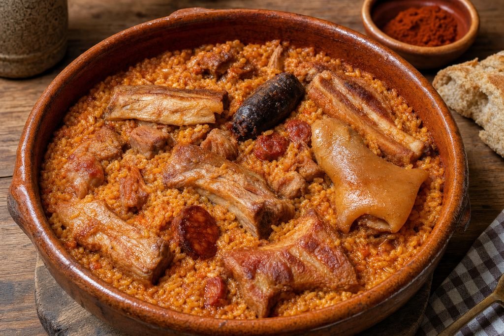 Arroz a la zamorana con cerdo como imagen principal del artículo Fuentes de Ropel despide al Cristo de las Indias con mesa larga y arroz