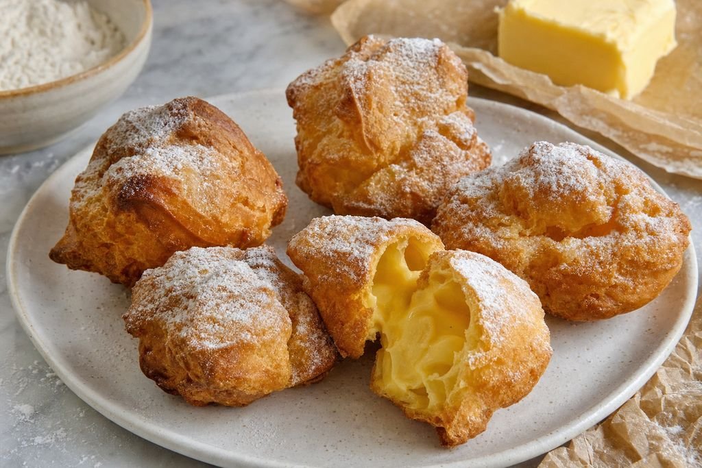 Buñuelos de viento madrileños servido como origen: madrid