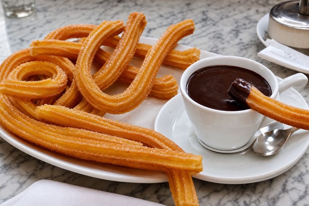 Churros con chocolate madrileños