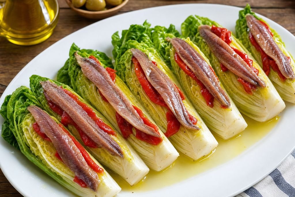 Cogollos de Tudela con anchoas