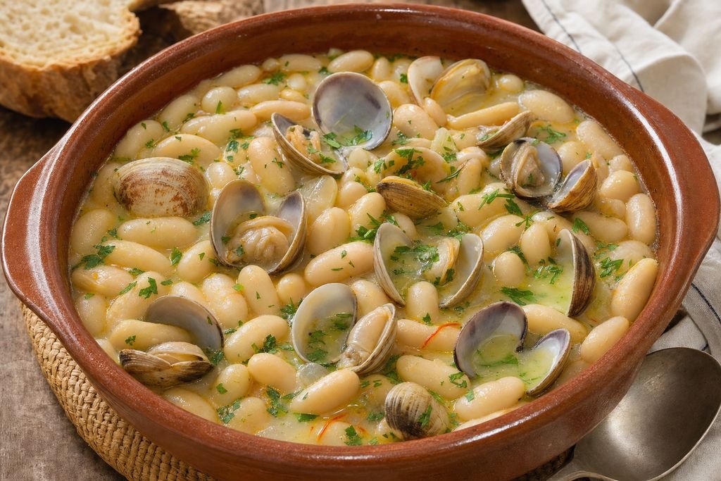 Fabes con almejas asturianas