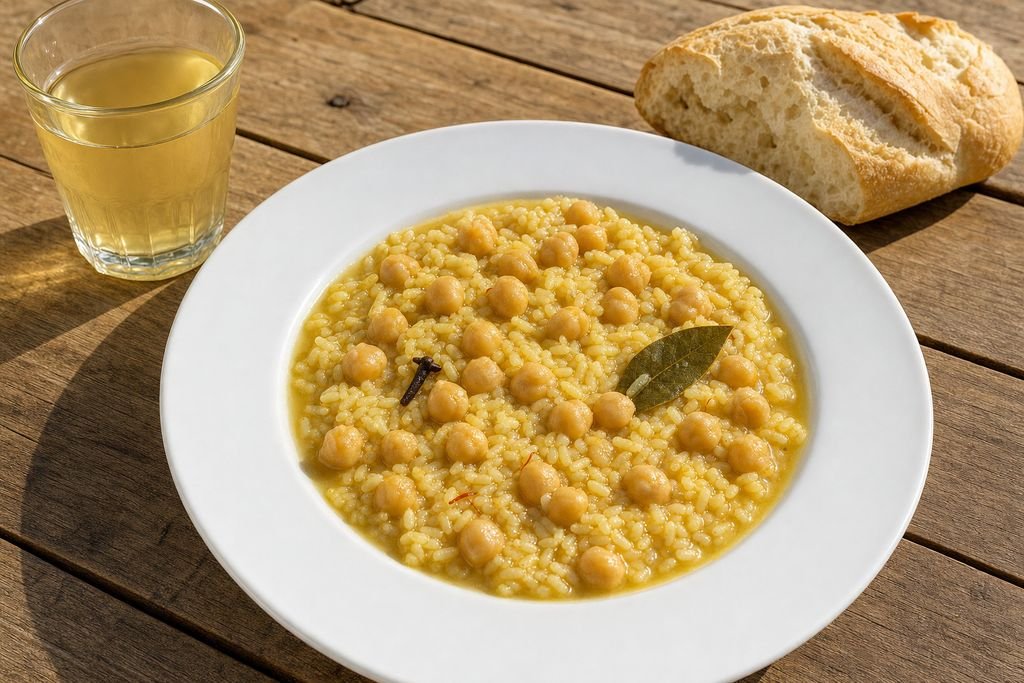 Garbanzos como conejo de Trebujena servido como origen: trebujena, cádiz