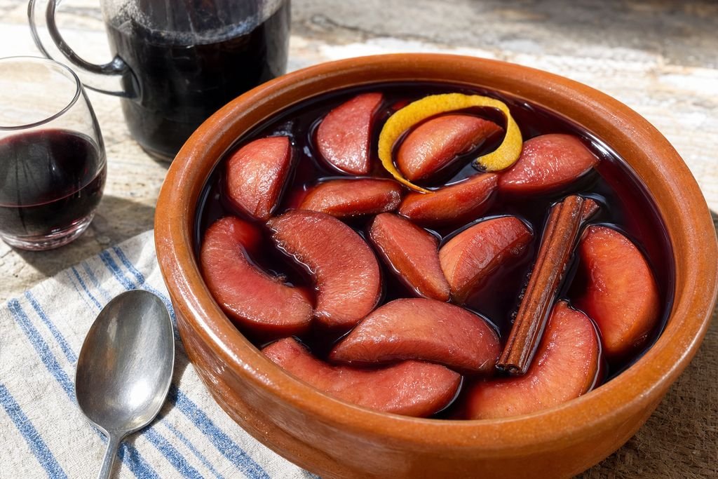 Melocotón con vino aragonés
