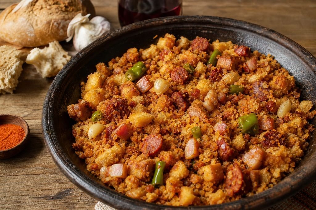 Migas a los tres panes de Aravalle