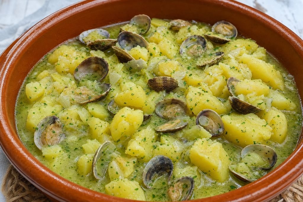 Patatas con chirlas en salsa verde alavesas