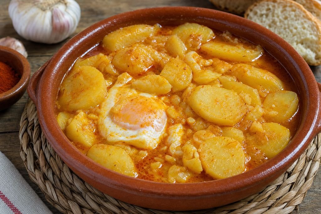 Patatas en caldo manchegas