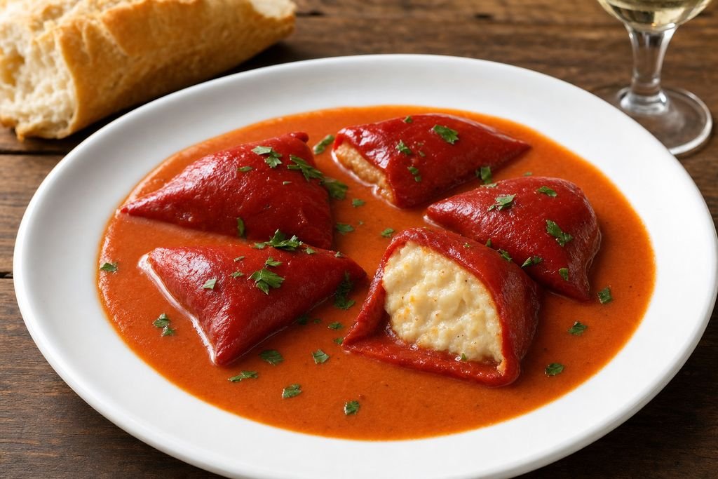 Pimientos del piquillo rellenos de bacalao