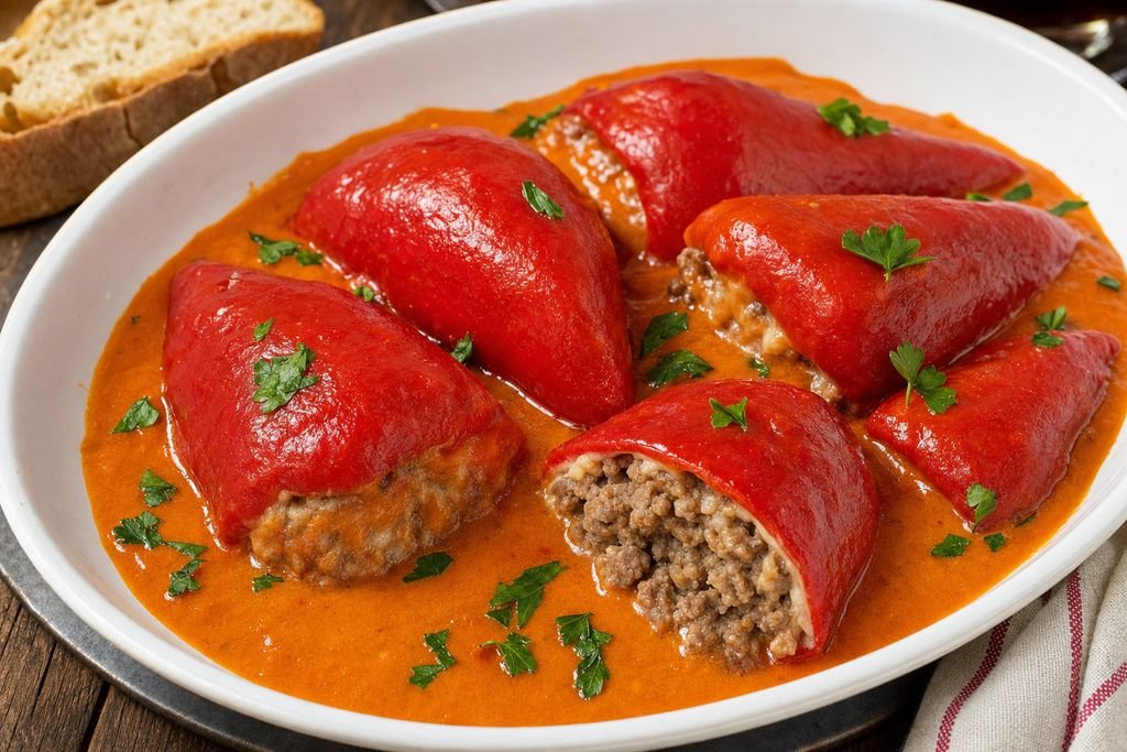 Pimientos rellenos de carne riojanos