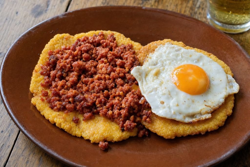 Tortos de maíz asturianos con picadillo