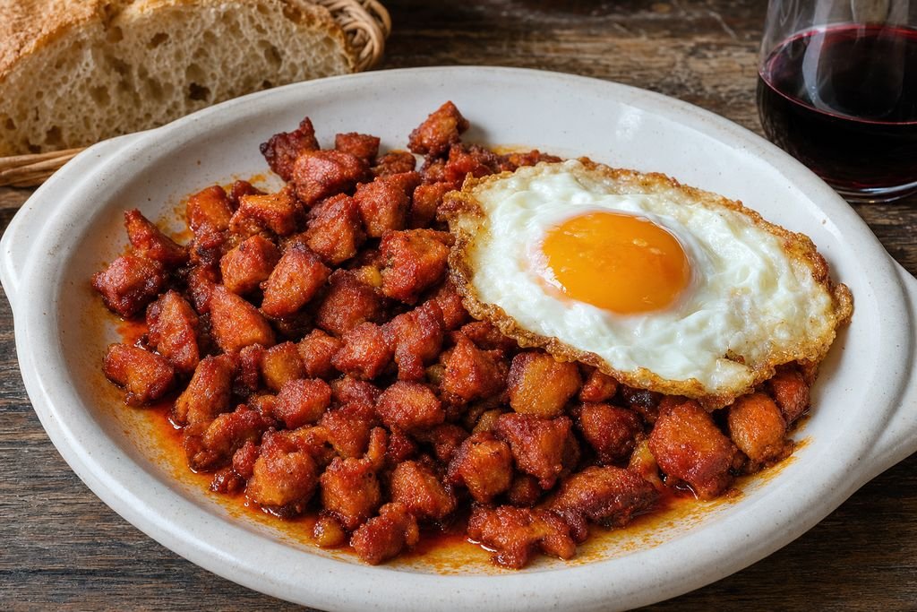 Txitxikis vitorianos con huevo frito
